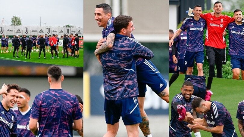 Juve in campo per la rifinitura: il discorso di Allegri e Di Maria al top