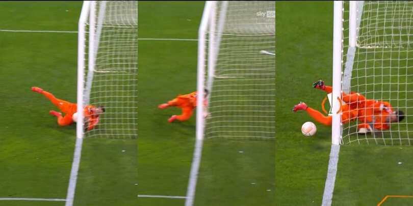 Szczesny, strepitosa parata sulla linea dopo il colpo di testa di Ocampos