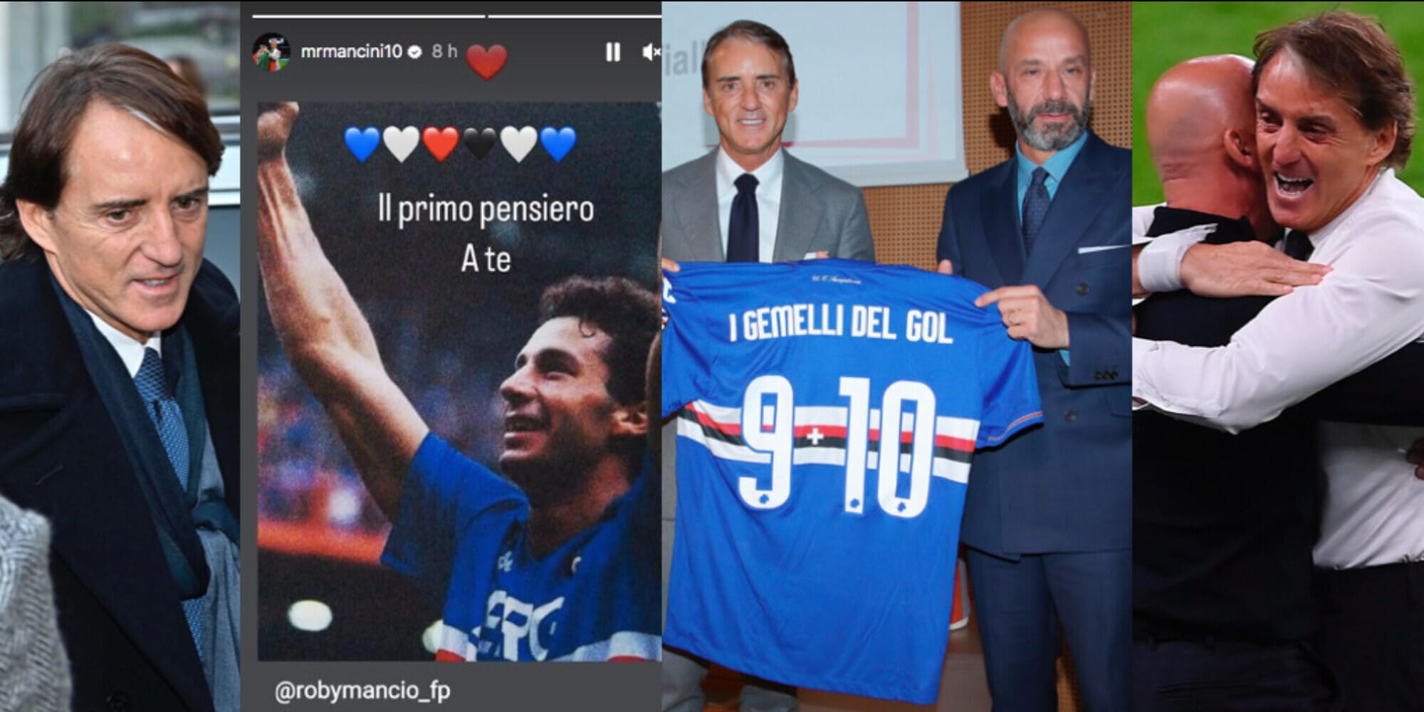 Nuova Sampdoria, Mancini pensa subito a Vialli: la dedica sui social