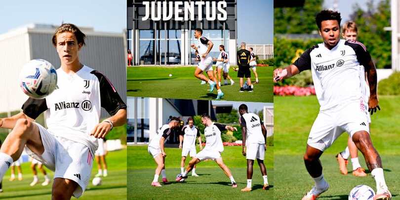 Juve, ultimo allenamento alla Continassa prima della partenza per gli Usa