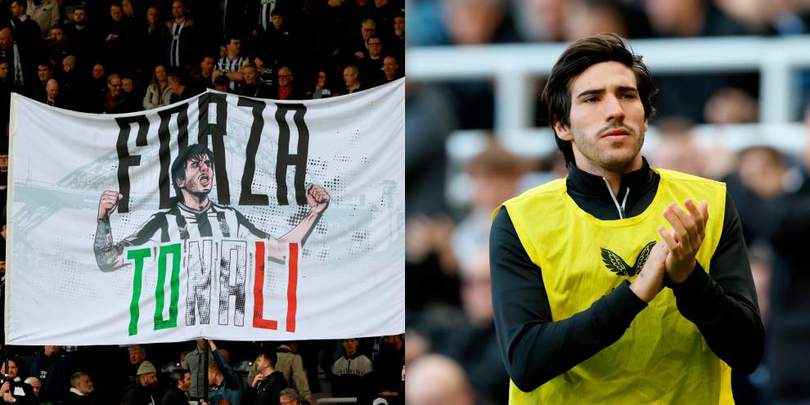 "Forza Tonali", striscione esposto in tribuna dai tifosi del Newcastle