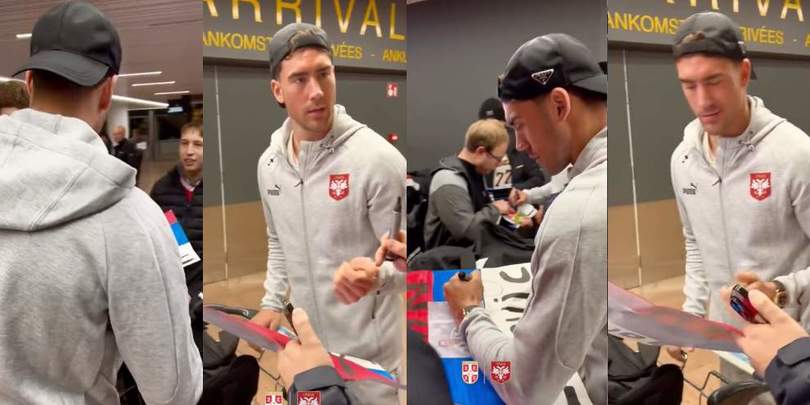 Vlahovic e l'autografo sulla foto del primo gol con la Juventus