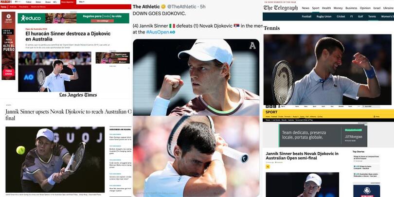 "L'uragano Sinner distrugge Djokovic": le reazioni della stampa estera