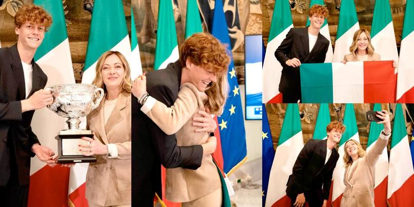 Sinner a Palazzo Chigi: abbracci e selfie con la Premier Giorgia Meloni