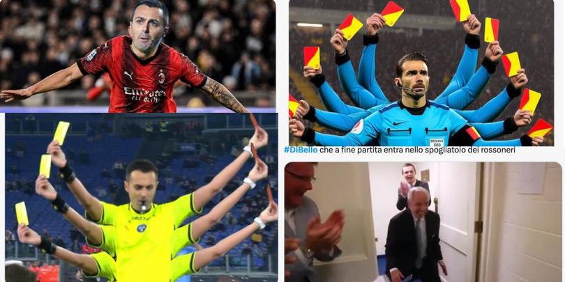 "5 cartellini nella tuta gold", Di Bello e l'ironia social dopo Lazio-Milan