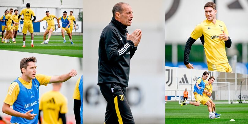 Con chi ce l'ha Allegri? Nuovo look per Chiesa e Vlahovic se la ride