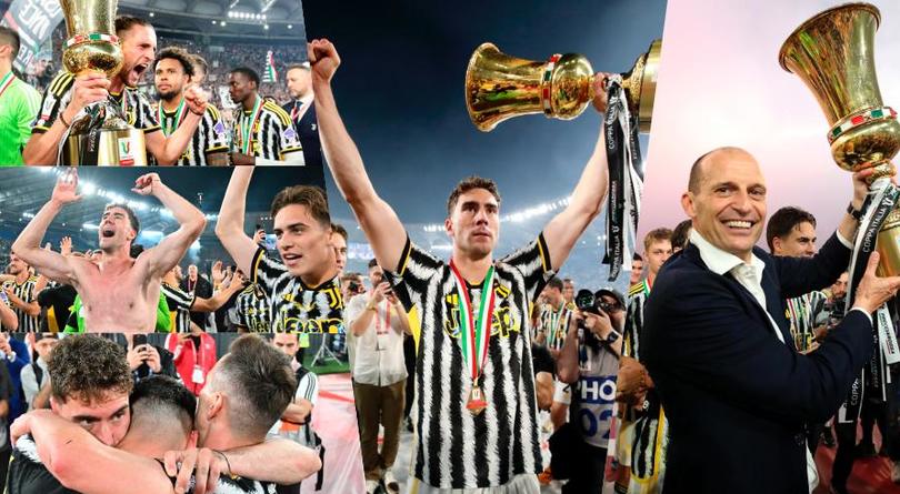 Juve, la Coppa è tua: l'ora della festa, Vlahovic abbraccia tutti
