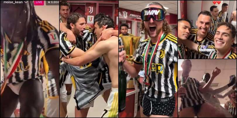 Juve, nello spogliatoio succede di tutto: la maxi-festa per la Coppa Italia