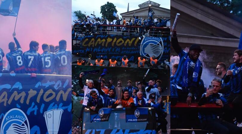 Atalanta, che festa dopo il trionfo in Europa: parata del pullman a Bergamo!