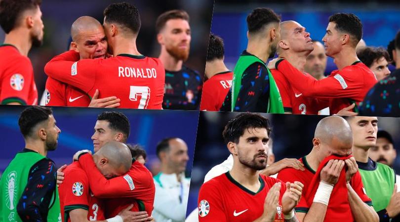 Pepe in lacrime dopo l’eliminazione ai rigori: Cristiano Ronaldo lo consola