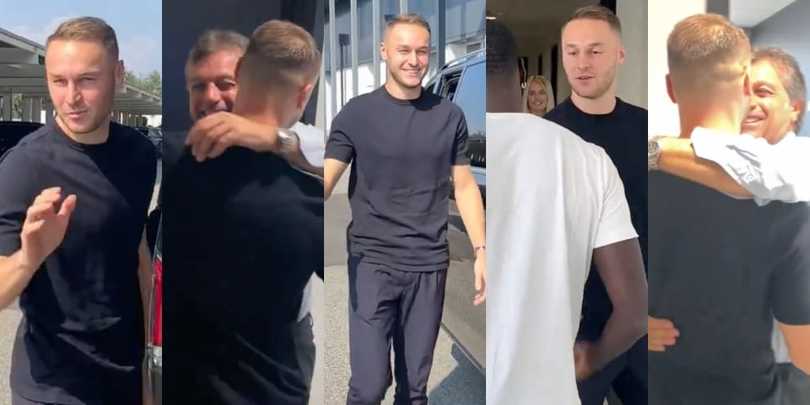 Koopmeiners, felicità Juve! L'arrivo alla Continassa e l'abbraccio con Giuntoli