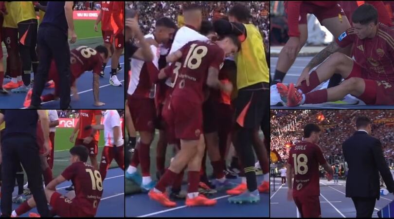 Soulé si fa male esultando per il vantaggio Roma, infortunio e cambio: cosa è successo