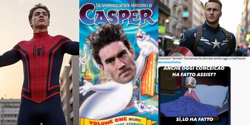 Vlahovic Casper, Yildiz Spiderman e Conceicao 'fornaio': Juve-Torino social