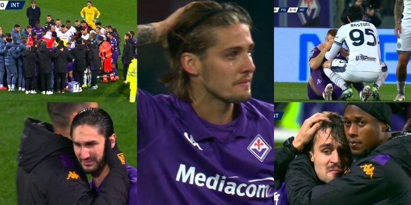 Bove crolla a terra in Fiorentina-Inter, fuori in ambulanza: giocatori sconvolti