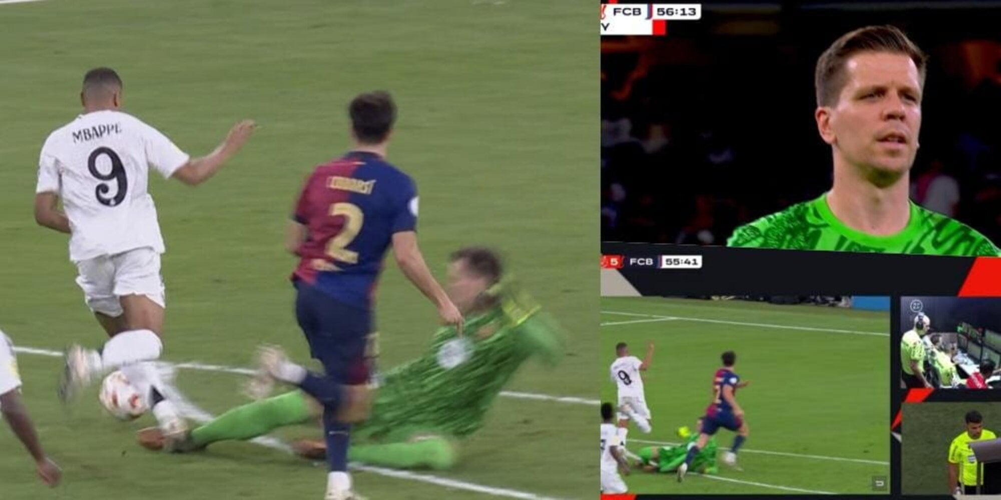 Szczesny stende Mbappé fuori area: l’ex Juve espulso nel Clasico!