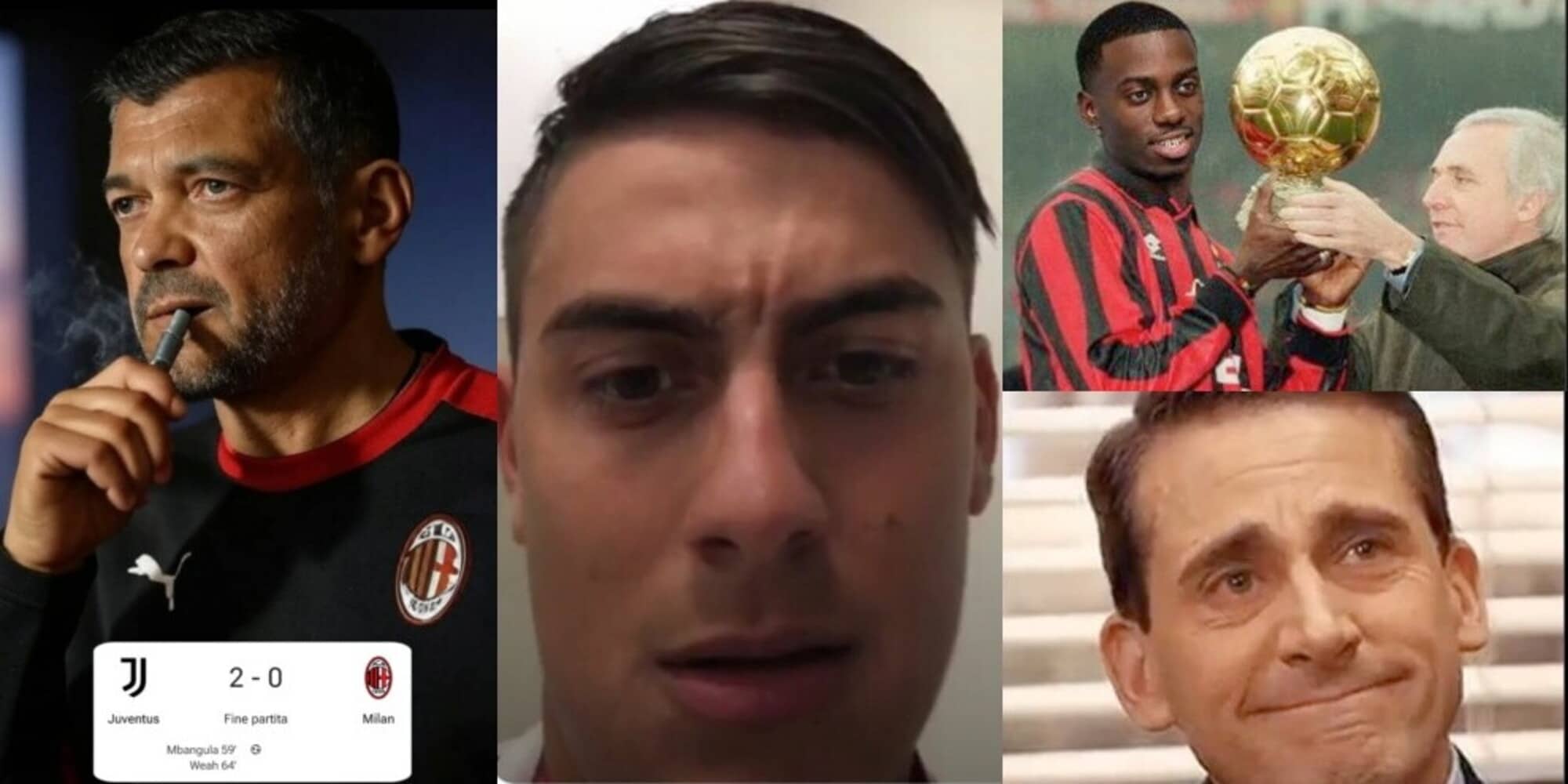 Niente più sigaro, Dybala incredulo, Weah Pallone d’Oro: Juve-Milan social
