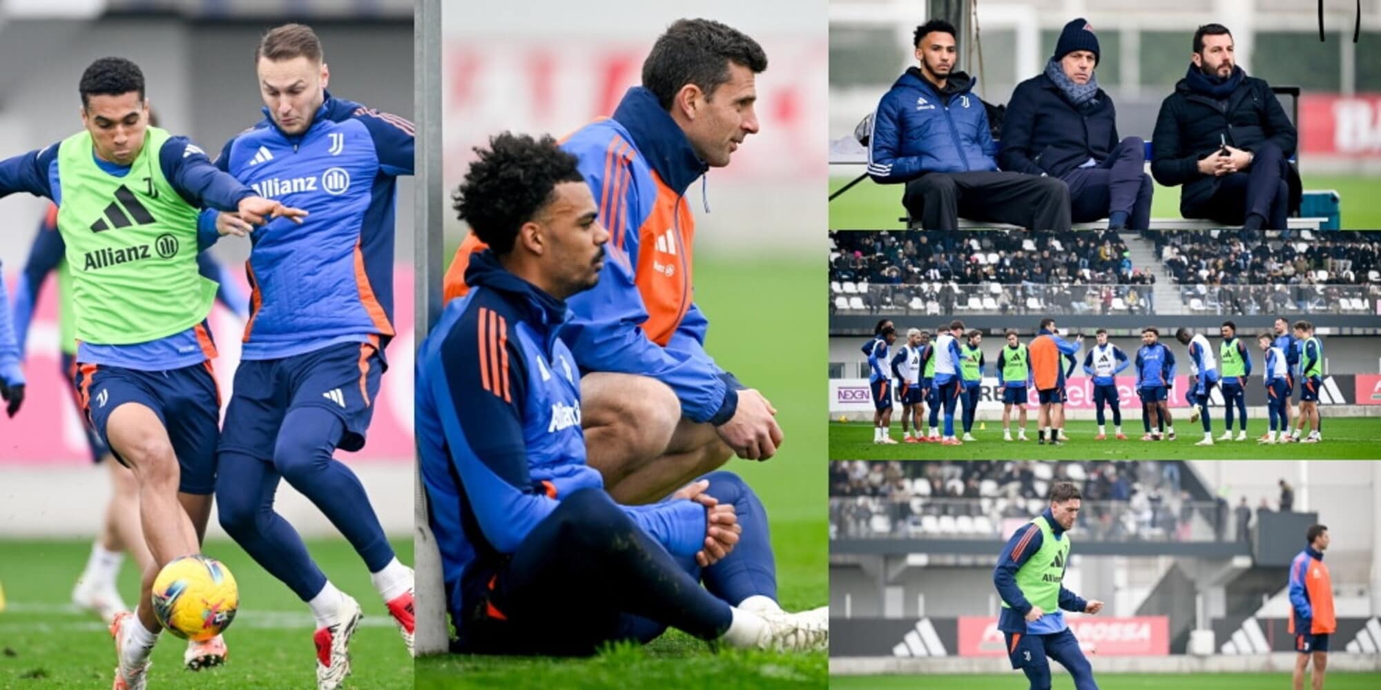 Veiga e Motta osservano, Alberto Costa è carico: la Juve si prepara per il Como