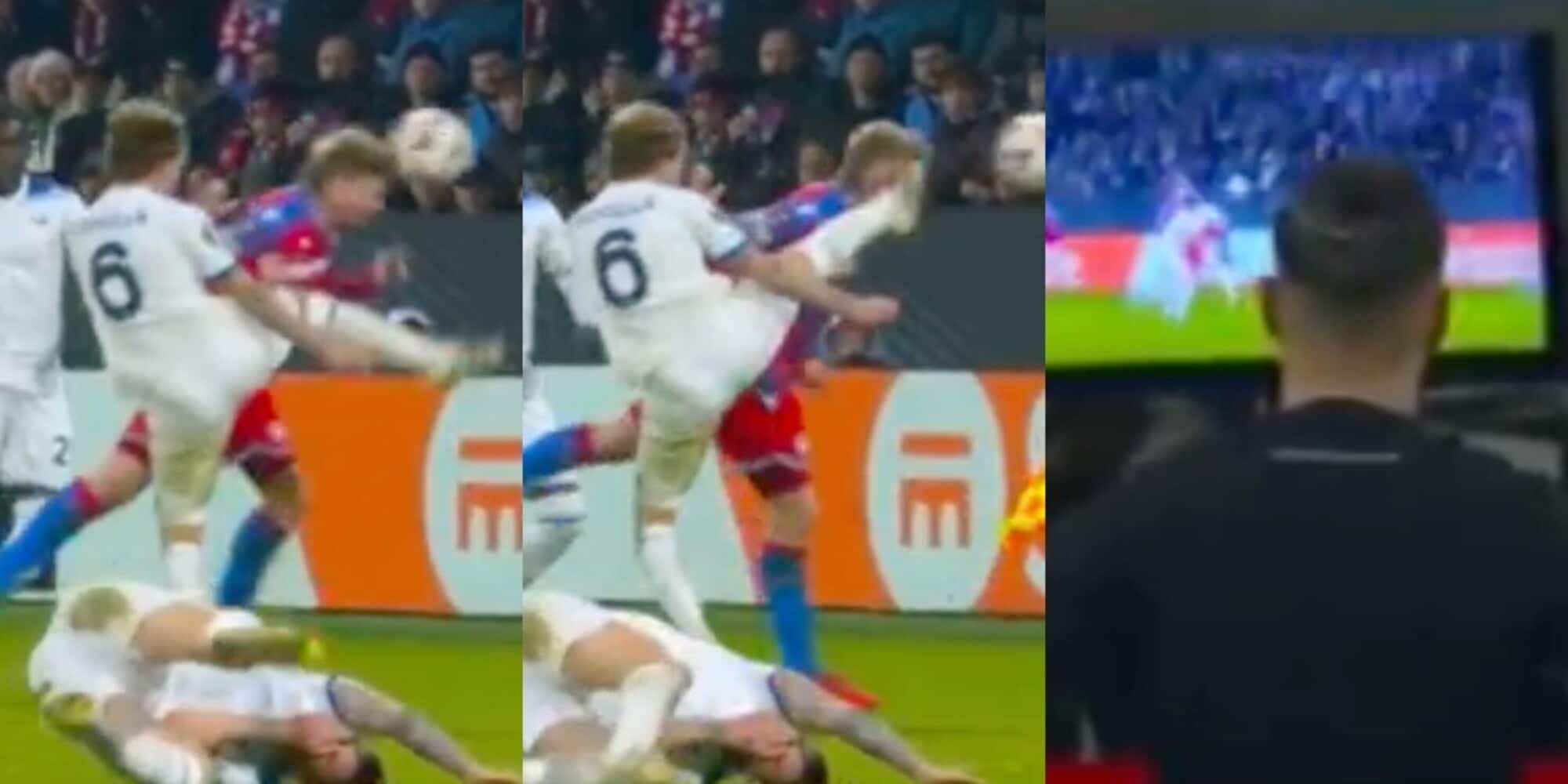 Che botta! Rovella centra l’avversario in pieno volto: rosso in Europa League
