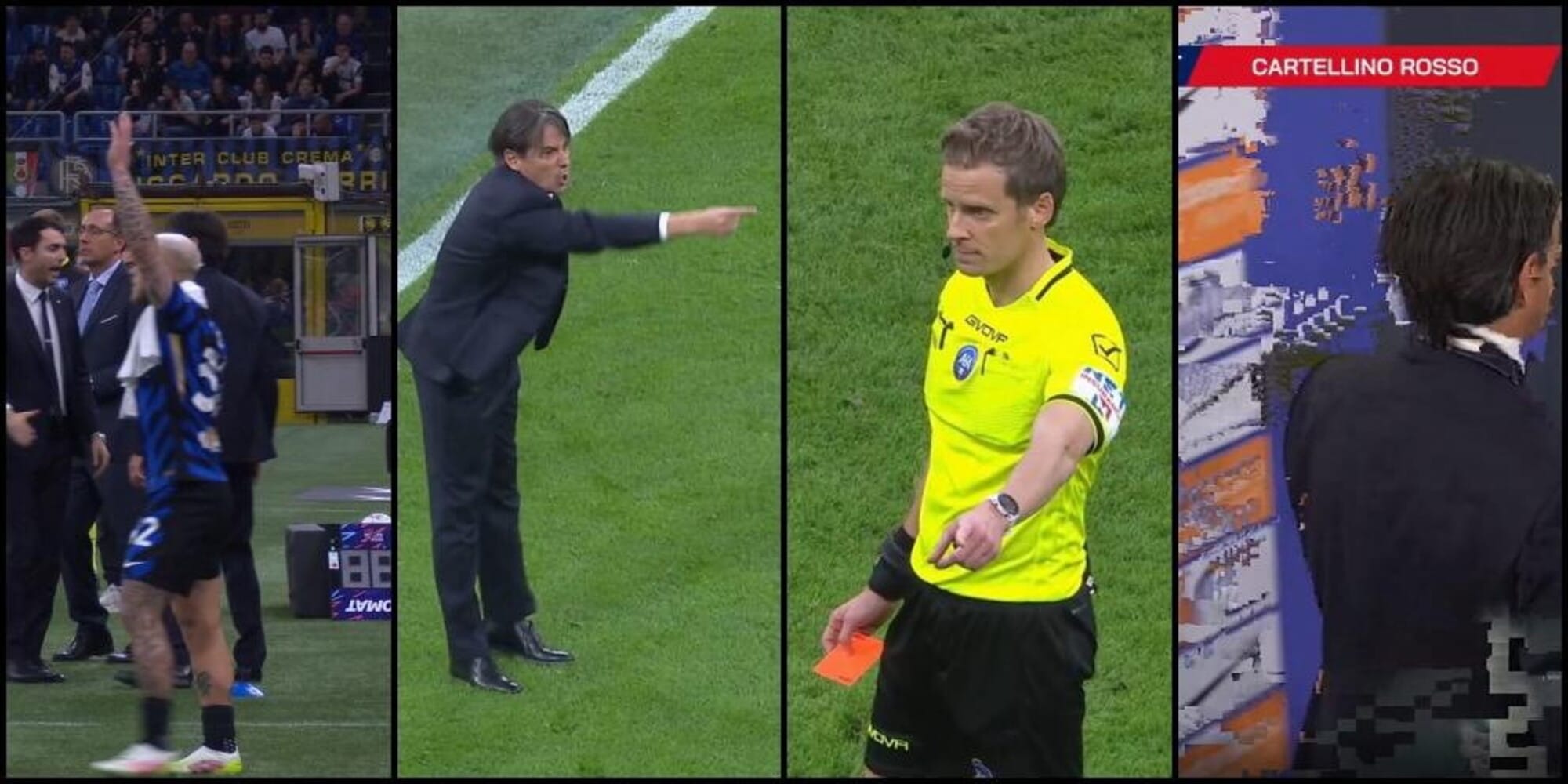 Espulso Inzaghi, saltano i nervi a San Siro: furia contro Chiffi, urla in campo