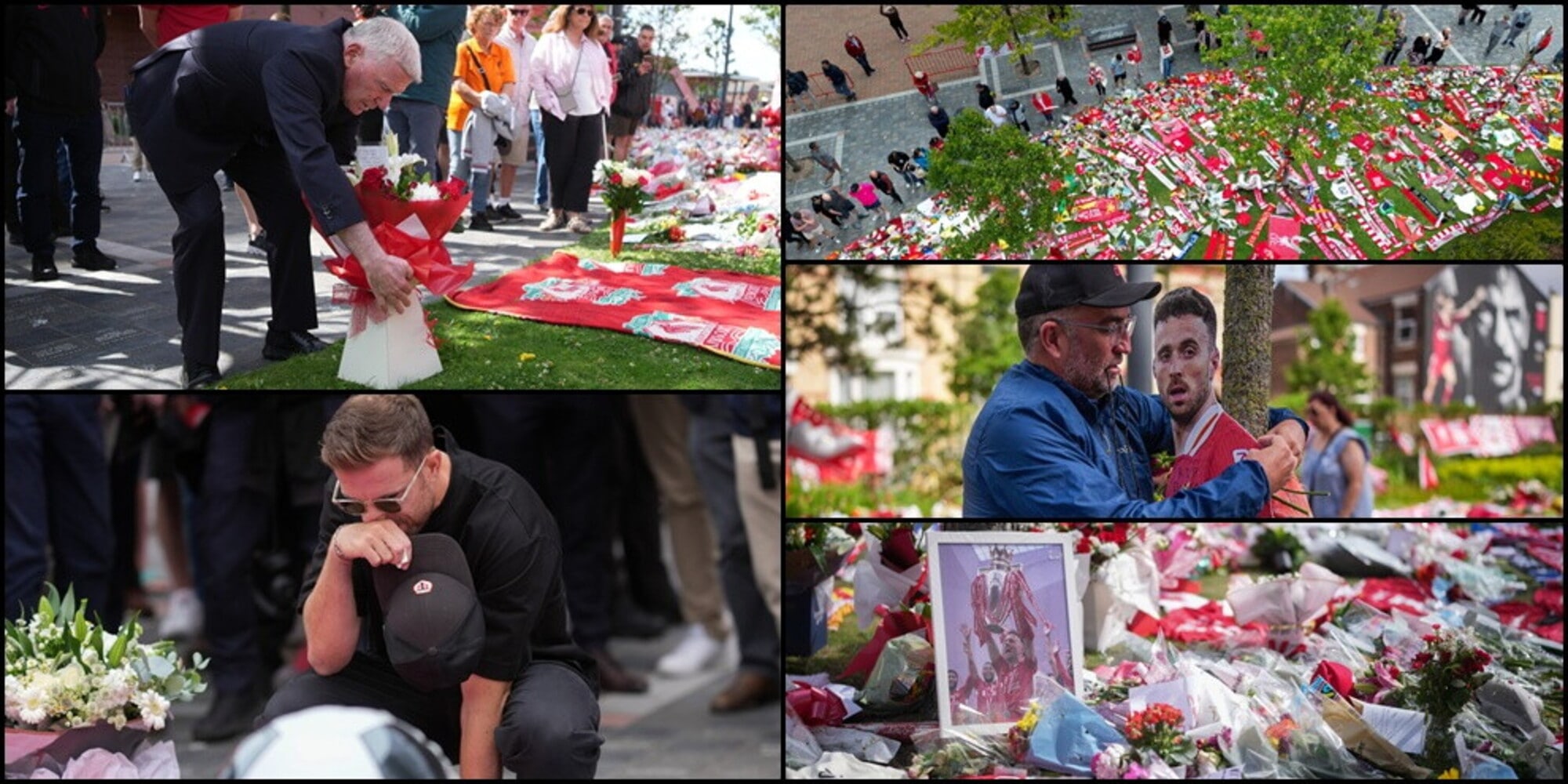 Liverpool, Anfield rossa per Diogo Jota. Henderson piange tra fiori, sciarpe e magliette