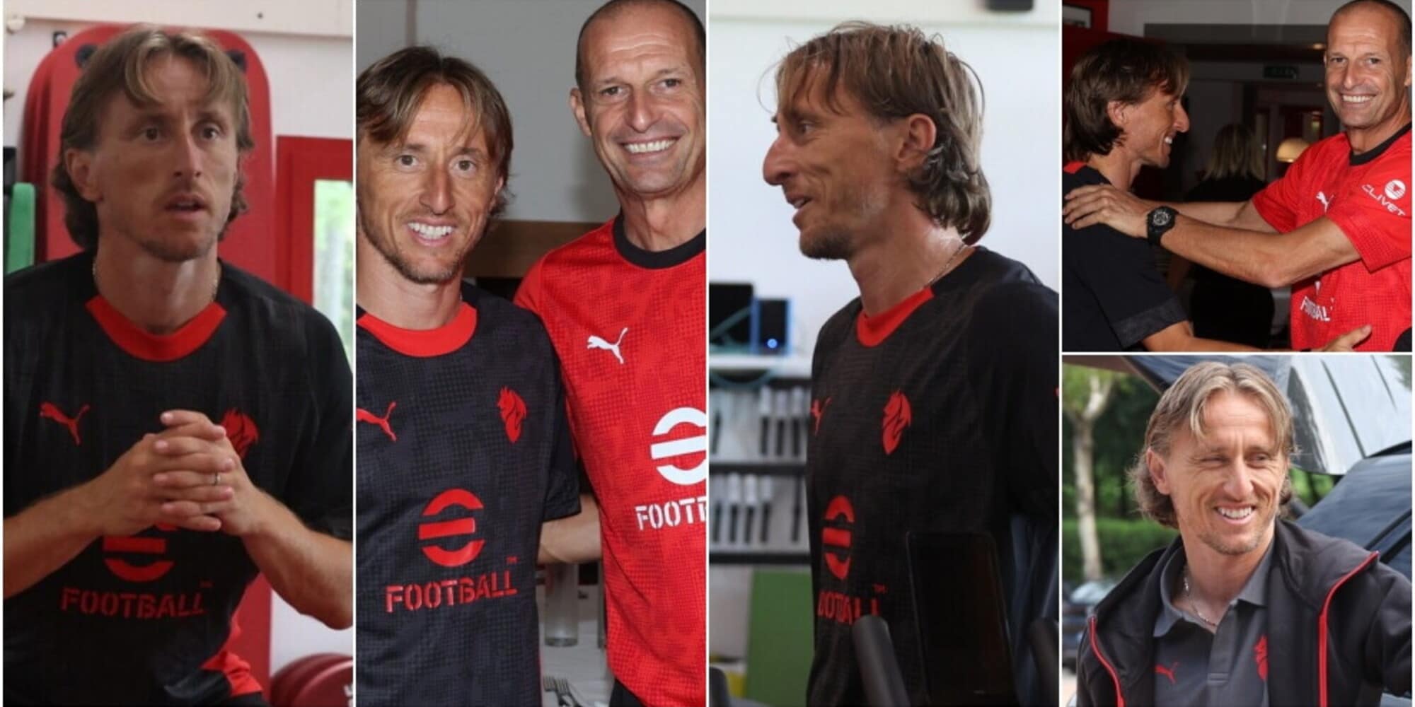 Allegri gongola, abbracci e sorrisi con Modric: primo allenamento col Milan
