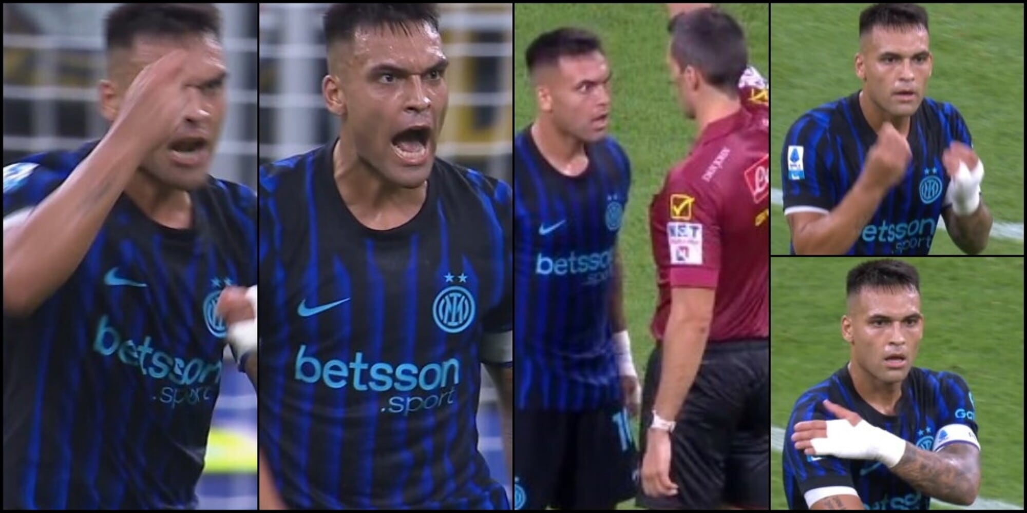 Furia Lautaro, fallo in attacco e l'arbitro fischia: il capitano Inter protesta così