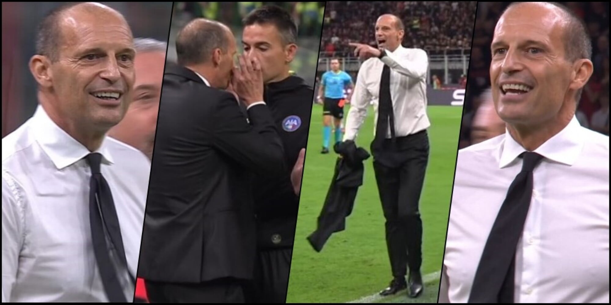 Furia Allegri, via la giacca e cartellino rosso! Clamorosa protesta dopo il rigore tolto al Milan
