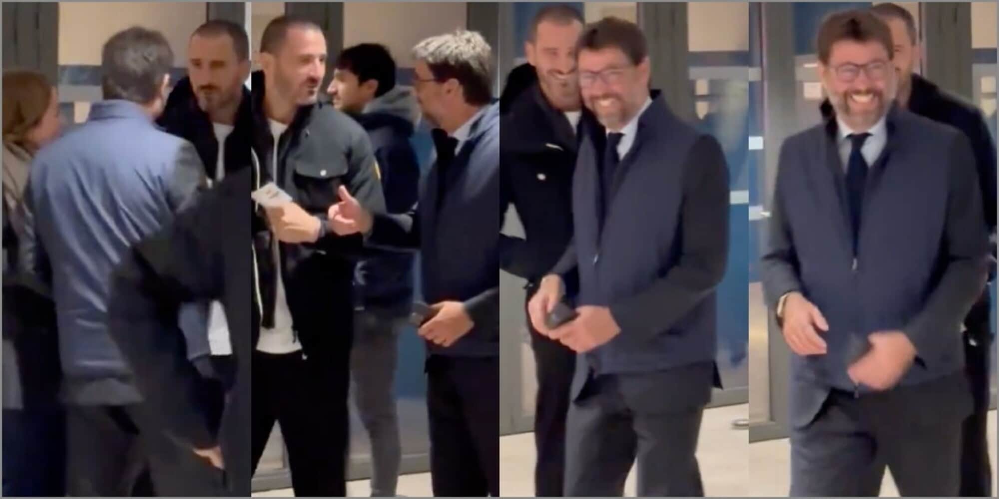 Ajax-Inter con due ospiti...Juve: Agnelli, le risate con Bonucci virali sui social