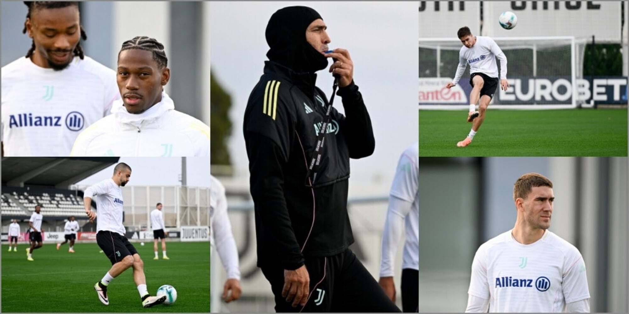 È tornata la Juve: David col nuovo look e Tudor incappucciato