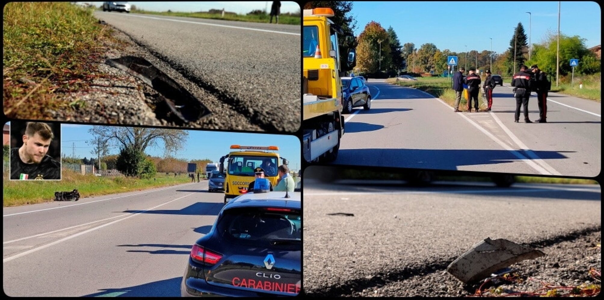 Martinez, le tragiche immagini: carrozzina ribaltata, paraurti saltato, carabinieri sul posto 
