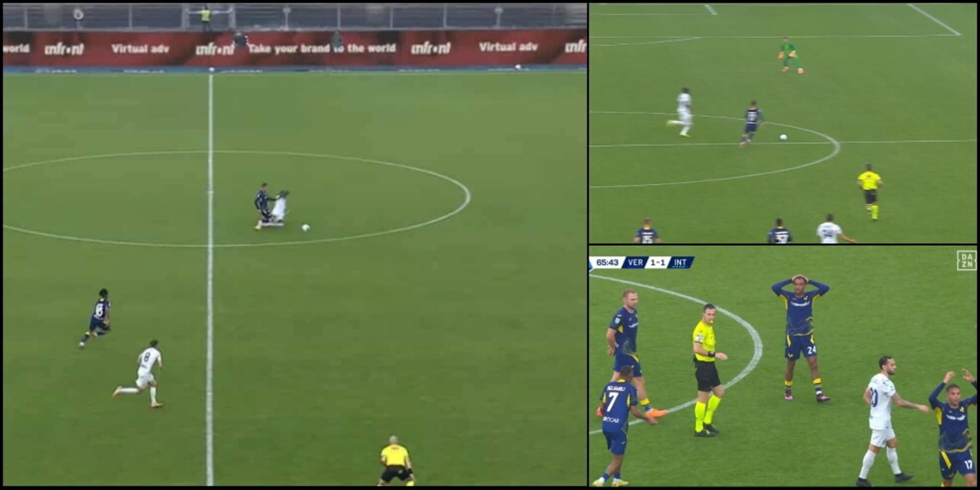 Bisseck abbatte Giovane da ultimo uomo: per Doveri è solo giallo, il Verona impazzisce