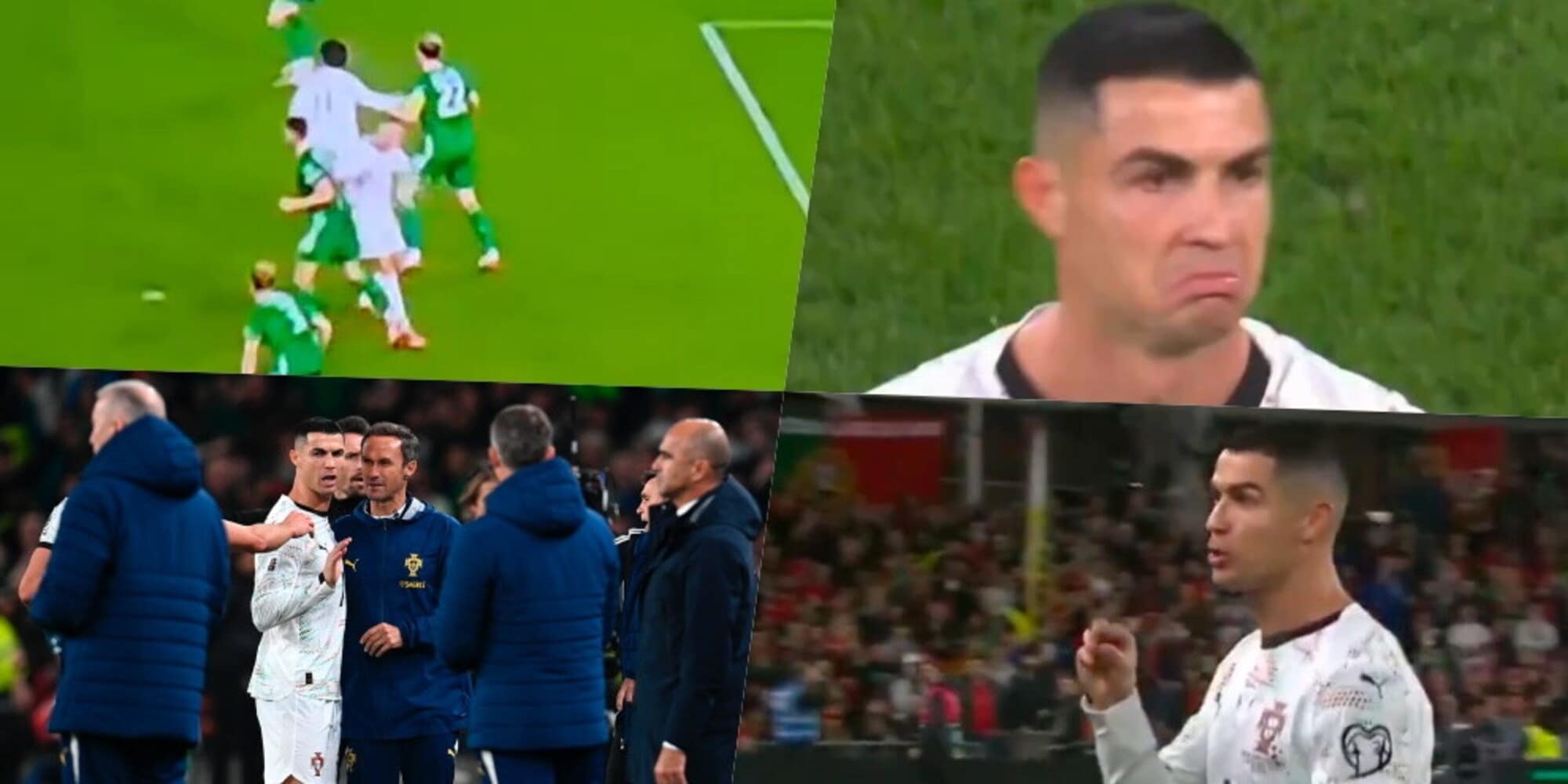 Cristiano Ronaldo espulso per una gomitata a O'Shea: poi reagisce così