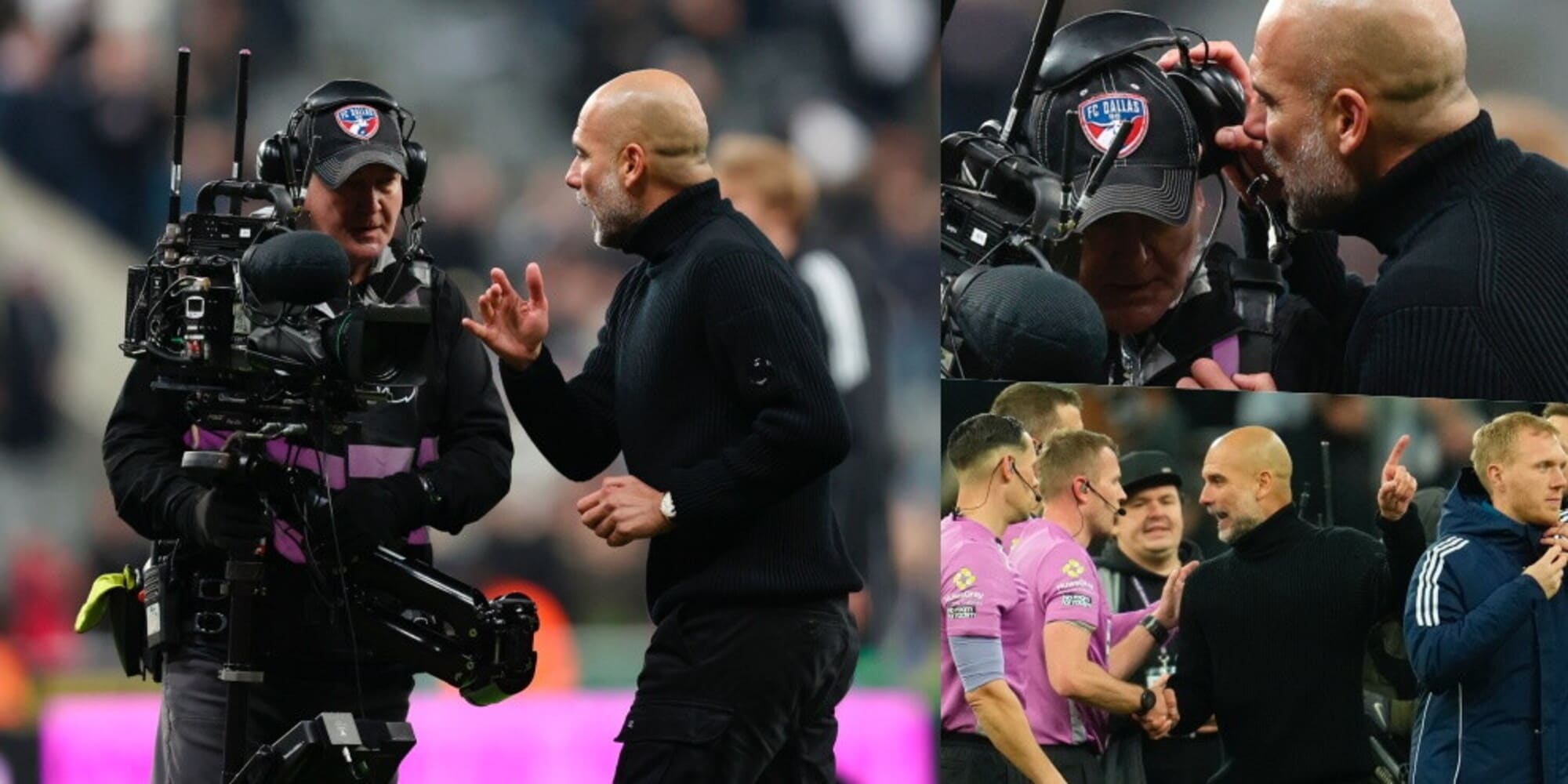 Guardiola nervoso dopo Newcastle-City: confronto con arbitro, cameraman e Guimaraes
