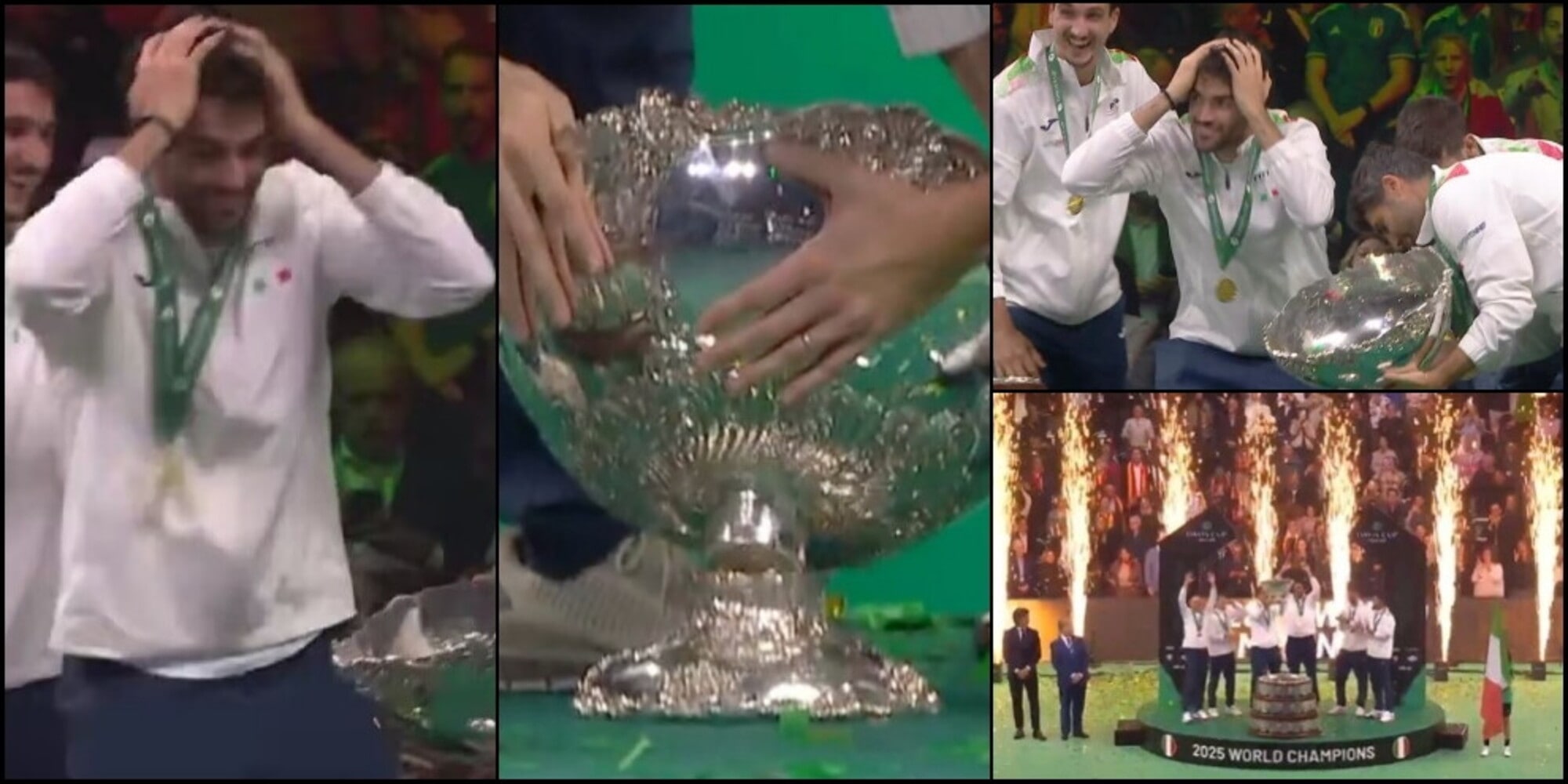 Italia, gioia esagerata e la Coppa Davis si rompe! La premiazione è uno spettacolo