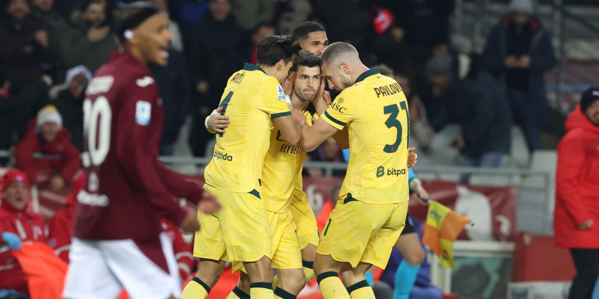 Vlasic-Zapata, il Toro spaventa il Milan poi crolla: segna Rabiot, doppio Pulisic