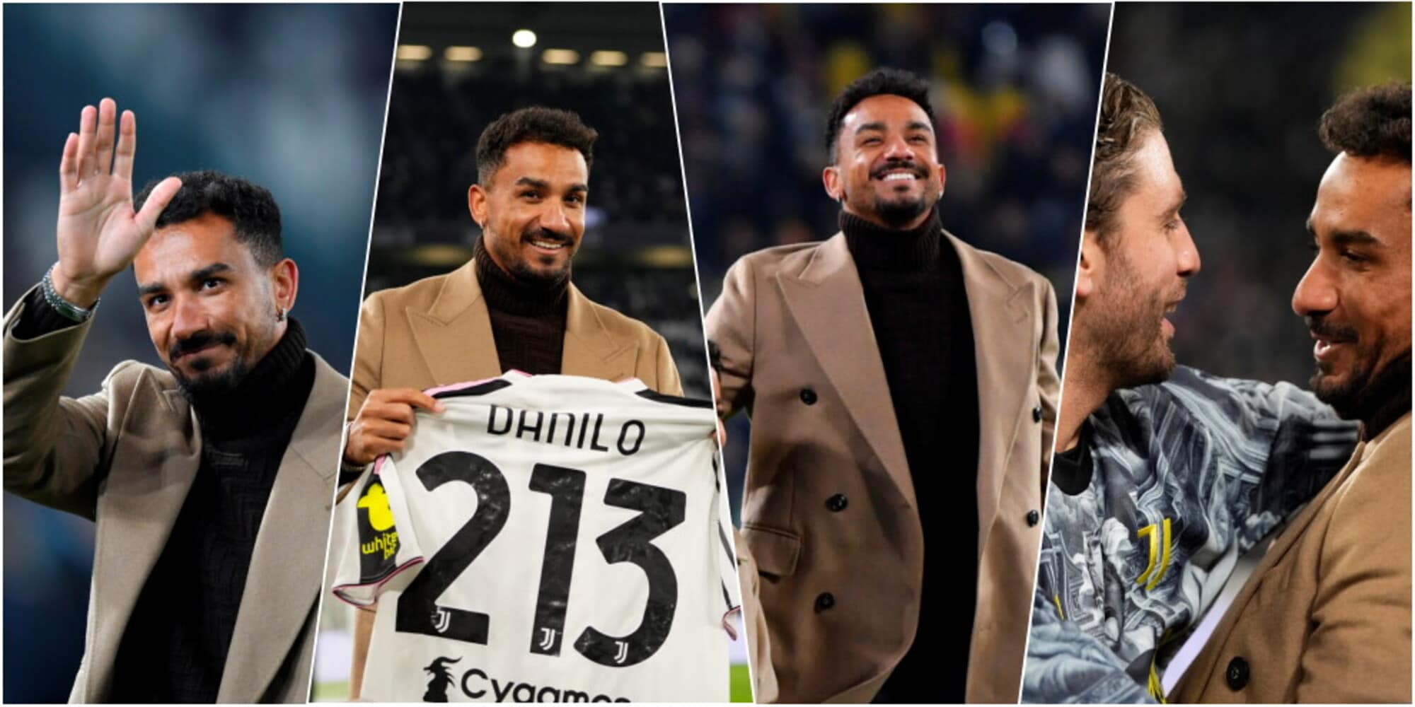 Danilo emozionato, il ritorno allo Stadium tra abbracci con i compagni e cori dei tifosi Juve
