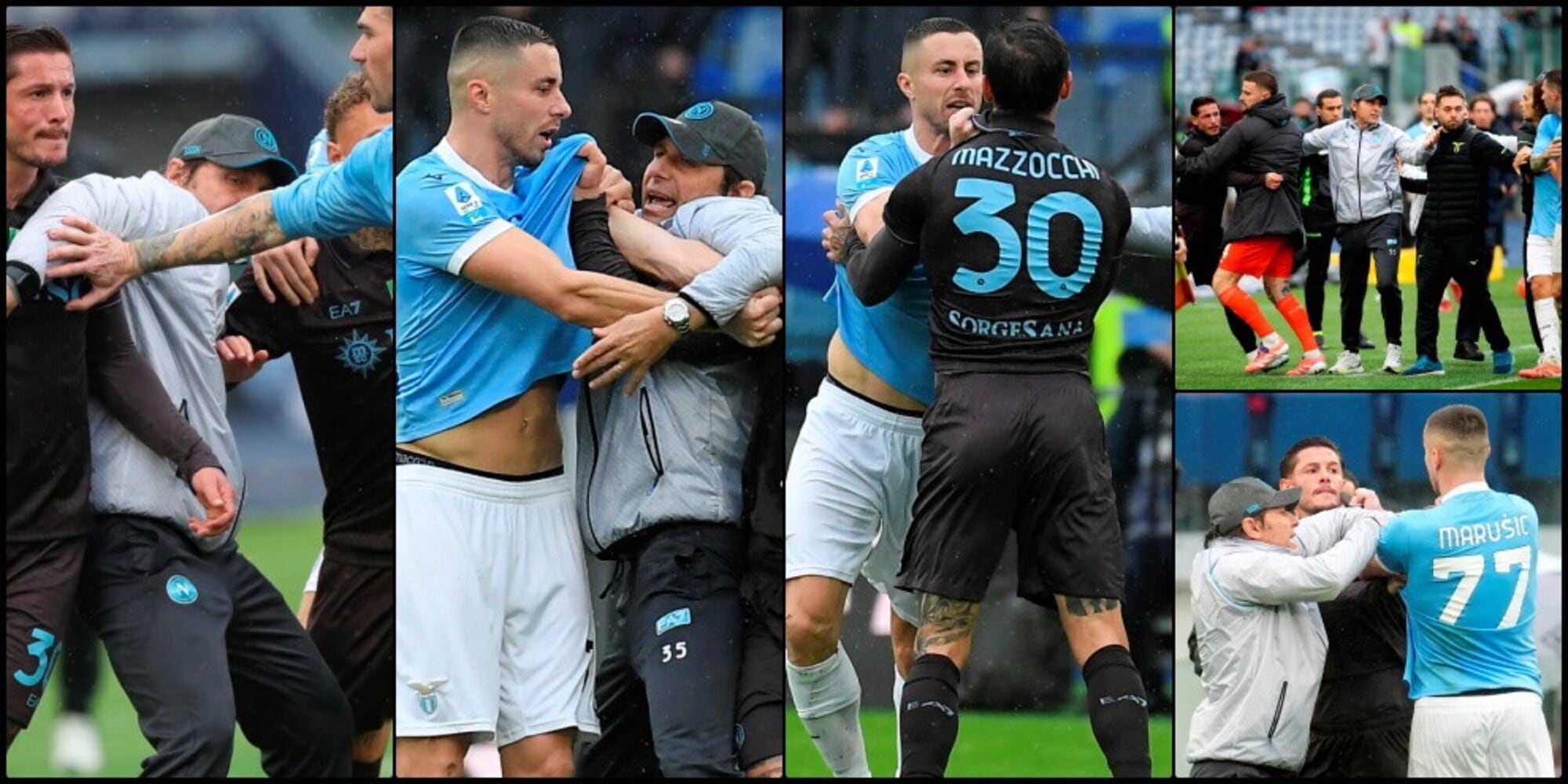 Lazio-Napoli è un ring: 3 espulsi, rissa nel finale e Conte entra in campo!