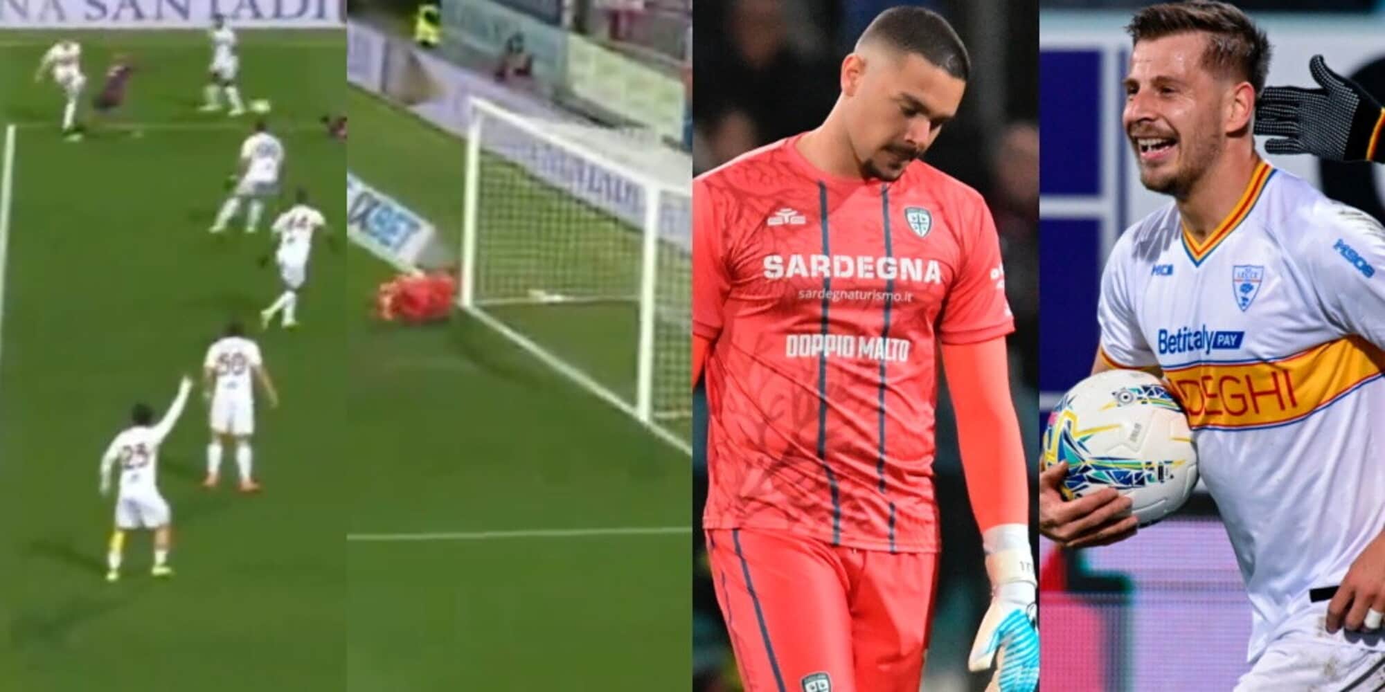 Disastro Caprile. Una papera clamorosa regala il 2-0 al Lecce e condanna il Cagliari