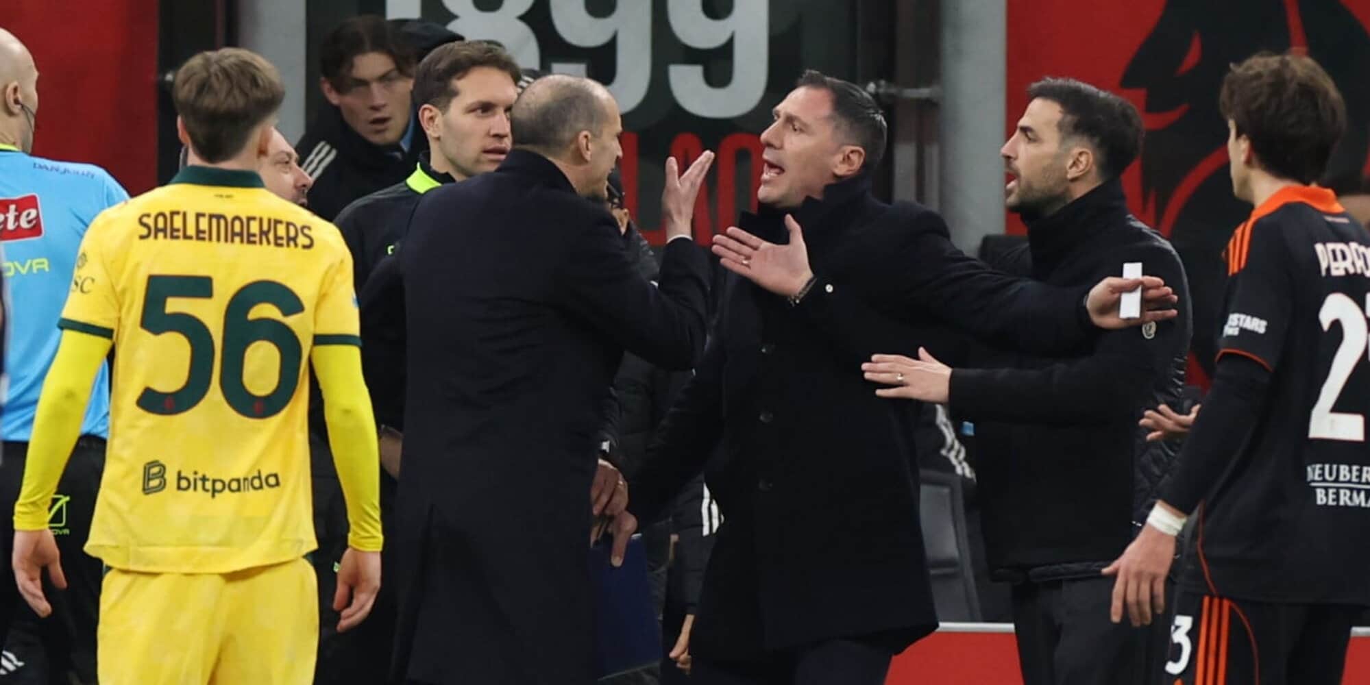 Allegri perde il controllo: furia con la panchina del Como, rosso diretto