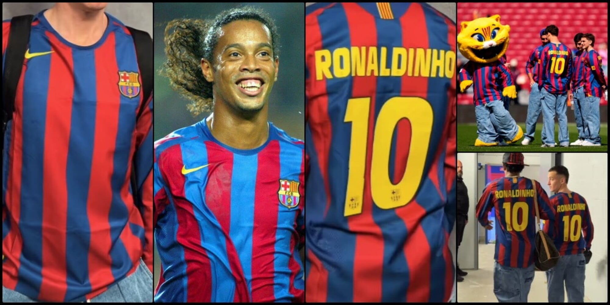 Il Barcellona omaggia Ronaldinho e scende in campo con una maglietta iconica