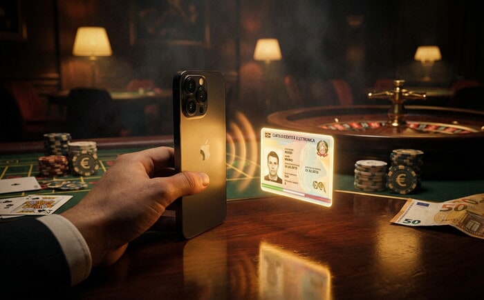 Registrazione casino con CIE e autenticazione NFC su smartphone