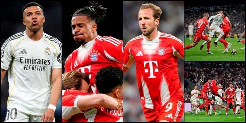 Gnabry e Kane festeggiano gol Bayern