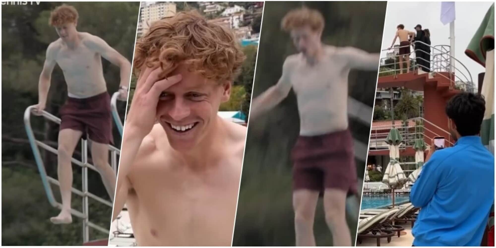 "Quanto è alto?”: Sinner e il tuffo in piscina dopo il trionfo a Montecarlo! Anche Alcaraz lo osserva