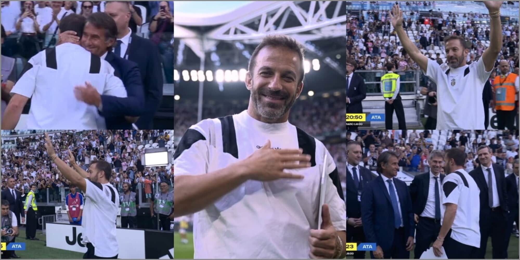 Del Piero allo Stadium: il boato dei tifosi impazziti e l'abbraccio con la dirigenza Juve