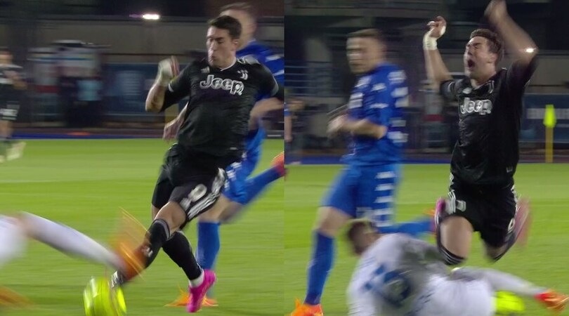 Empoli-Juve, l’intervento di Vicario su Vlahovic: Ayroldi lascia correre