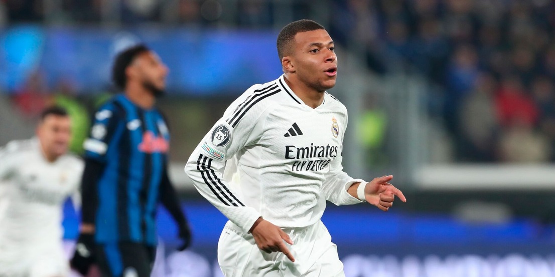 Atalanta, Mbappé non perdona: il gol dell'1-0 del Real prima dell'infortunio