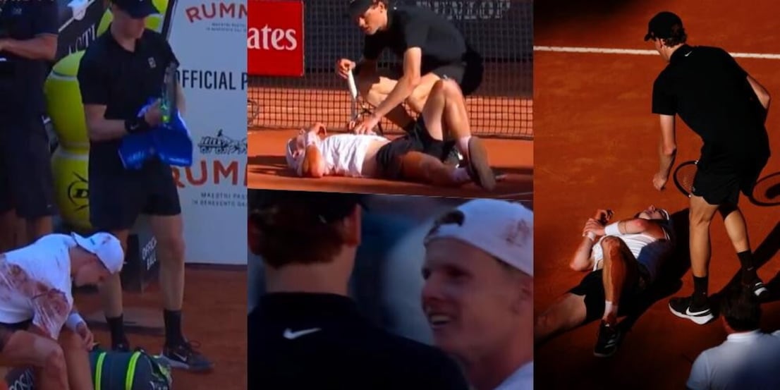 De Jong cade e si infortuna al polso, Sinner lo “soccorre”: fairplay Jannik