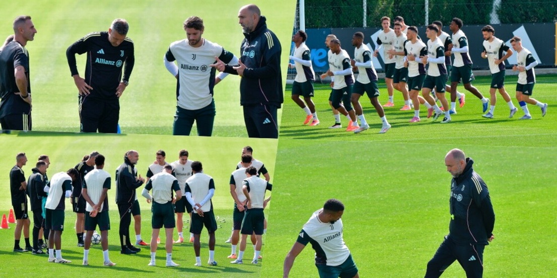 Tudor a colloquio con Locatelli e il suo staff. Juve pronta per il Villarreal: la rifinitura