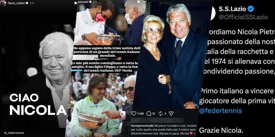 Morte Pietrangeli, da Nadal e Pennetta a Musetti e Cobolli: i messaggi per la leggenda dello sport