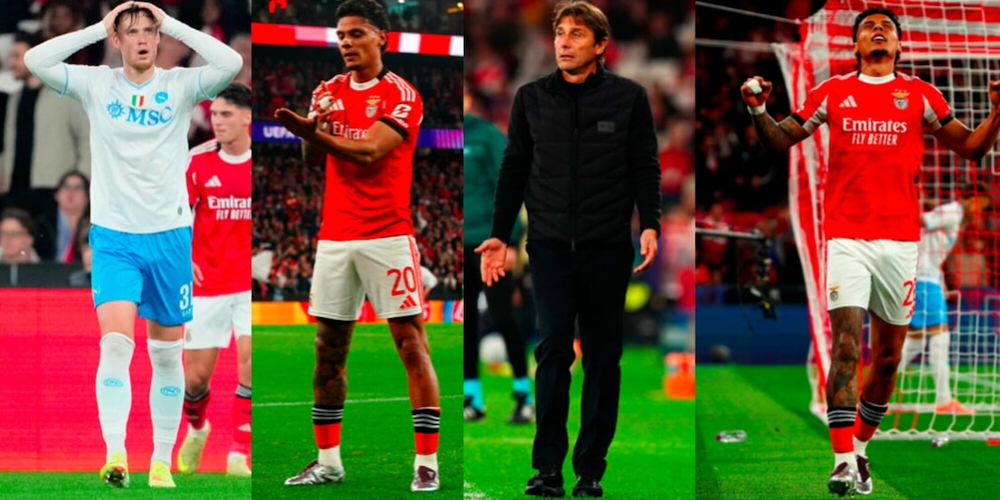 Rios fa piangere Conte: gol e assist, il Benfica affonda il Napoli